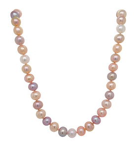 Silver Rose Gold Plated Freshwater Cultured Multi-Coloured Pearl Necklace