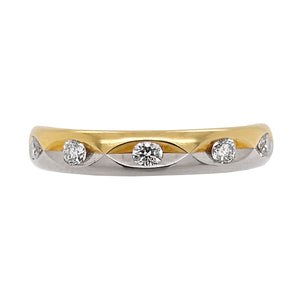 18ct Yellow & White Gold Diamond Marquise Cut Fully Set Ring
