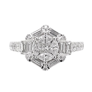Platinum Multi Diamond Mimosa Dress Ring