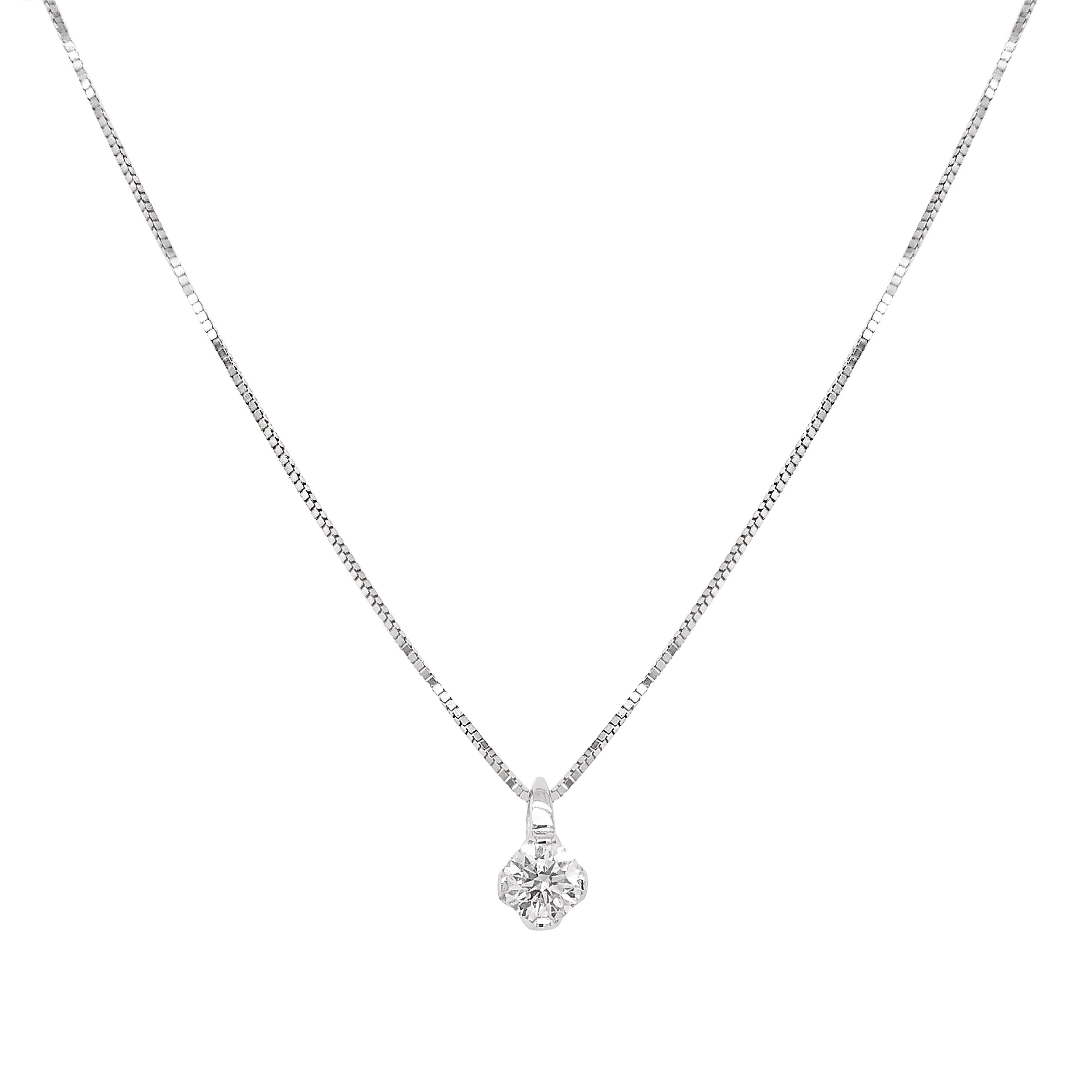 18ct White Gold Diamond Lotus Pendant & Chain
