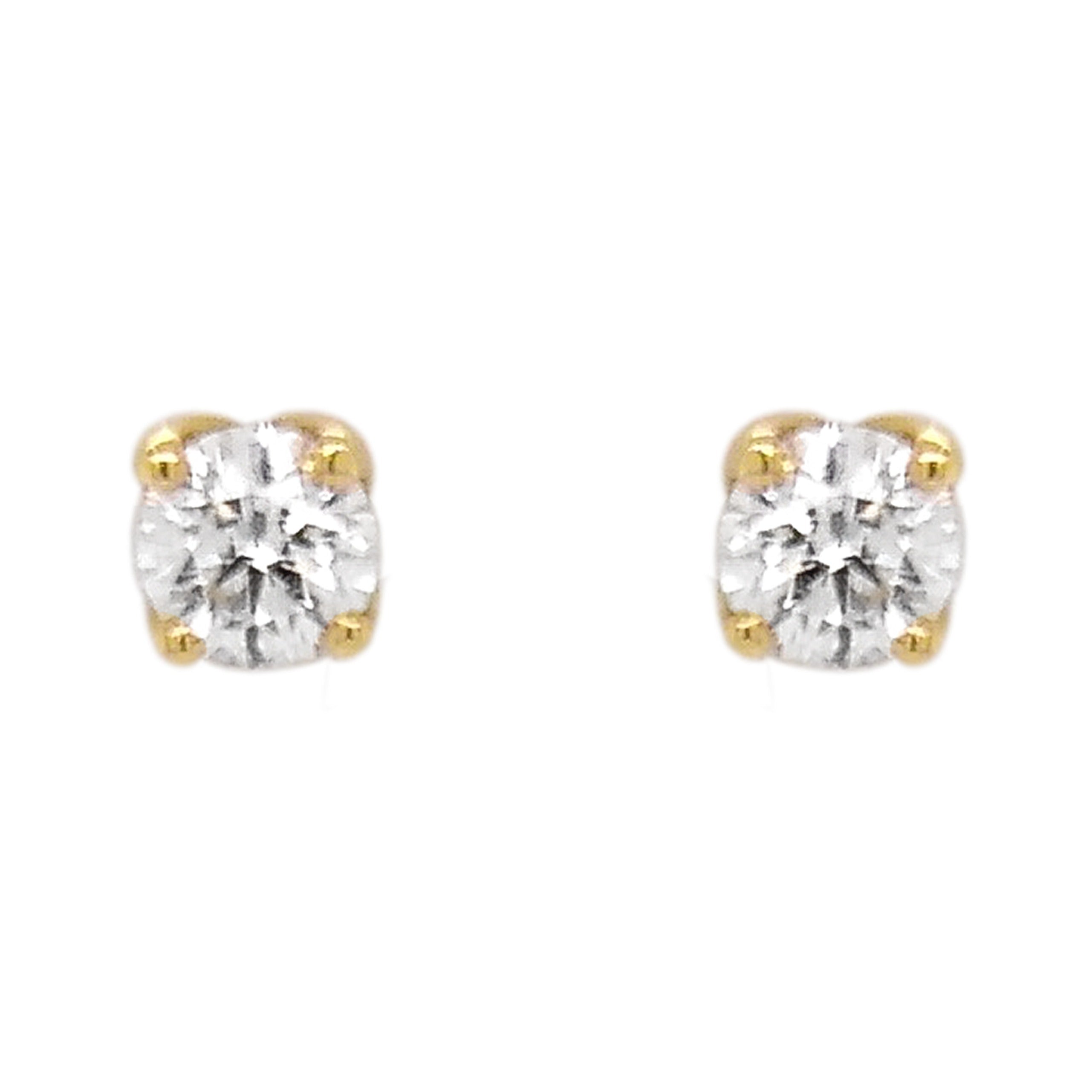 18ct Yellow Gold 4 Claw Diamond Stud Earrings