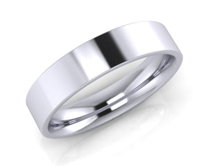 Platinum Demi-Ellipse Wedding Ring 5.0mm Size T - all ring sizes available - Andrew Scott