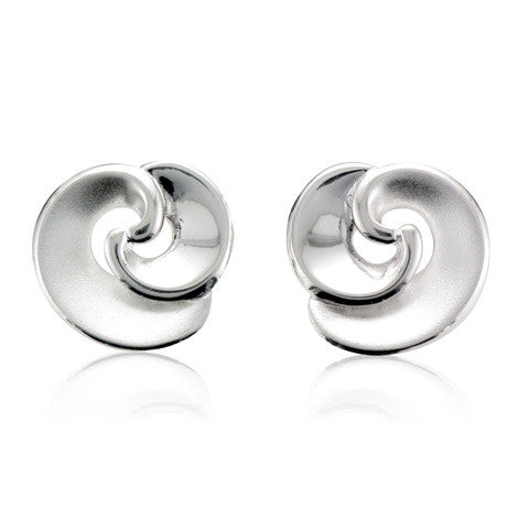 Silver Swirl Disc Stud Earrings - Andrew Scott