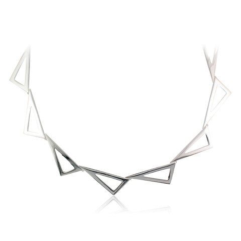 Silver Polished Finish Open Triangle Necklace - Andrew Scott