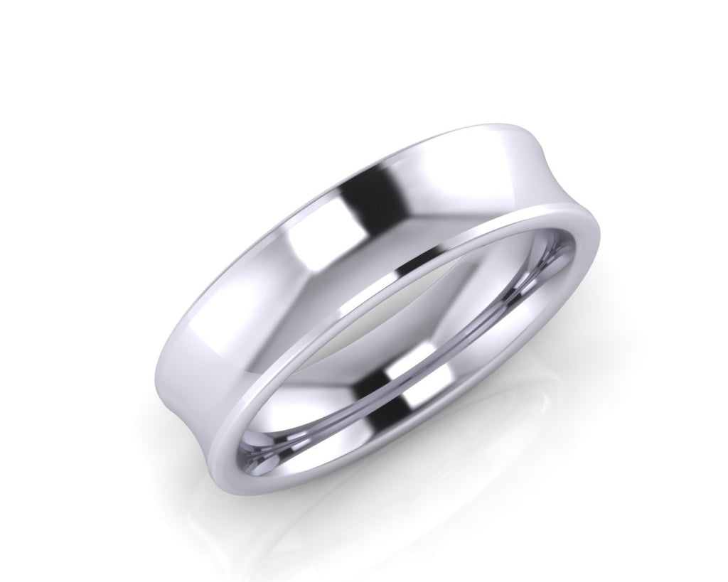 Platinum HALF TORO 6mm Concave Men's Wedding Ring - Andrew Scott
