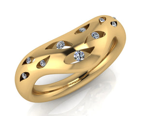 18ct Yellow Gold Diamond Open Leaf Wedding Ring - Andrew Scott