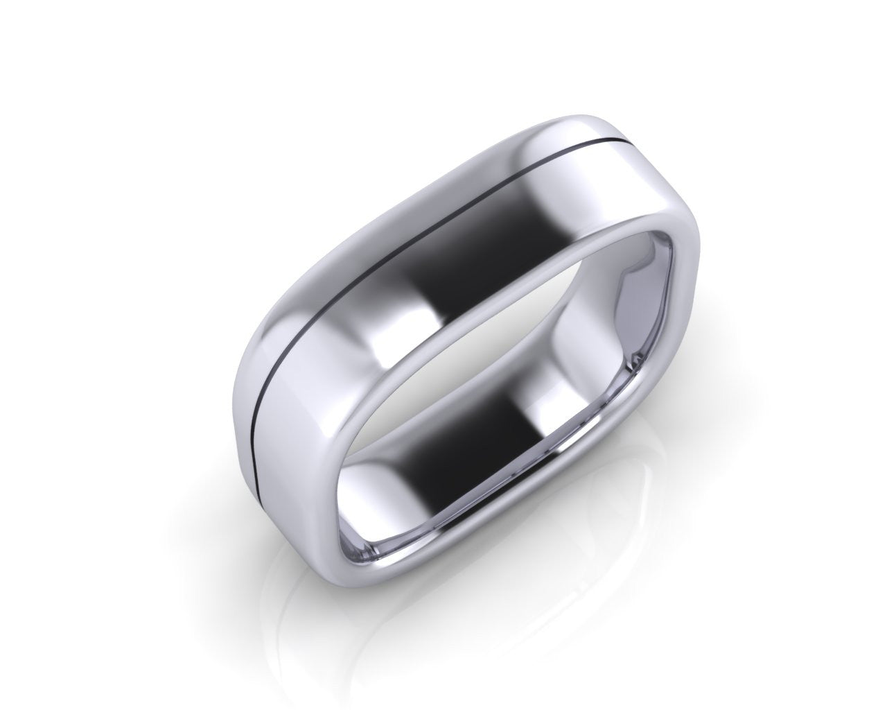 Platinum GROOVE QUAD 6mm Square Wedding Ring - Andrew Scott
