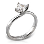 Platinum Four Claw Twist Ring Featuring Princess Cut Diamond - Andrew Scott