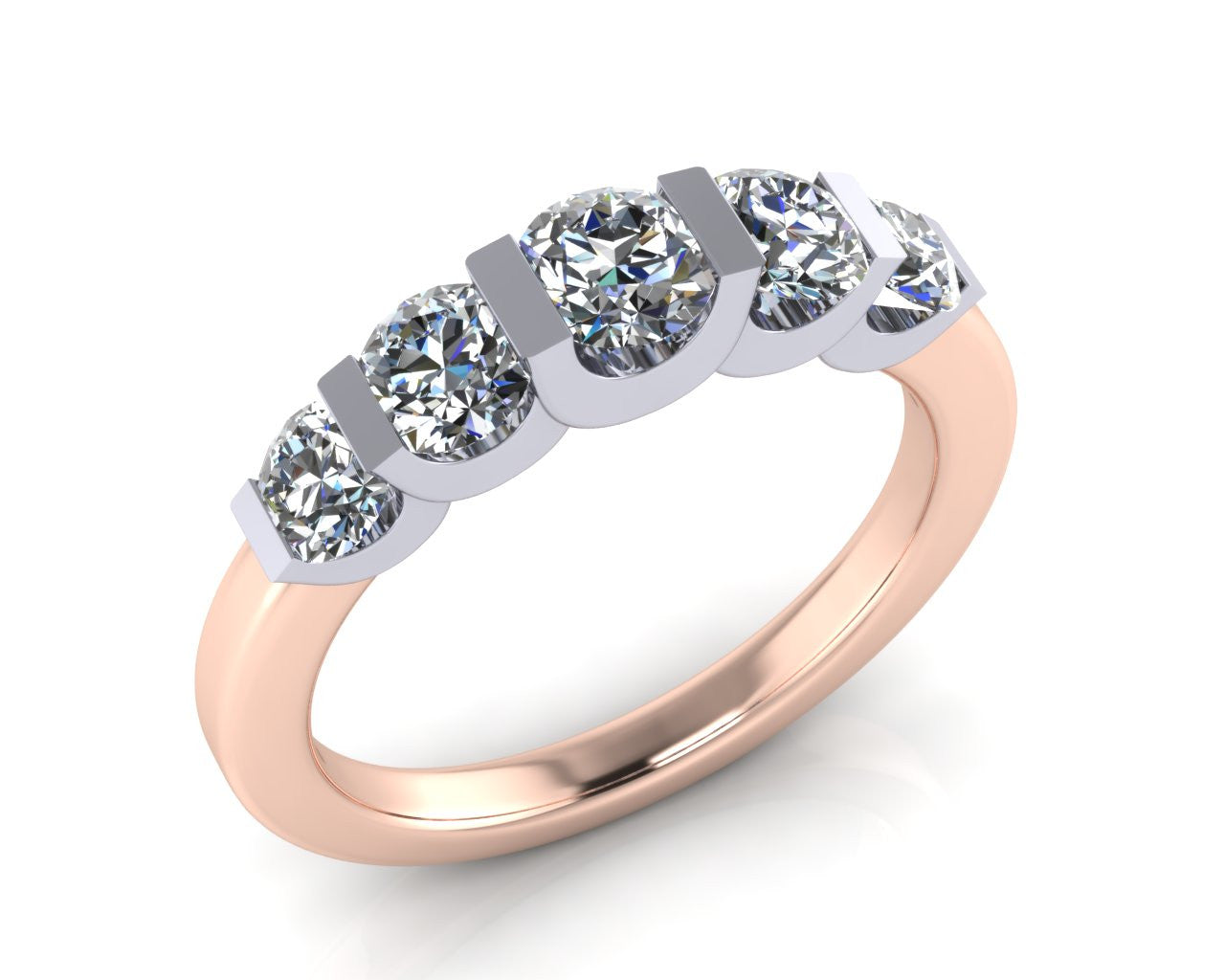 Platinum & 18ct Rose Gold Diamond DEMI-TRAPEZE Ring - Andrew Scott