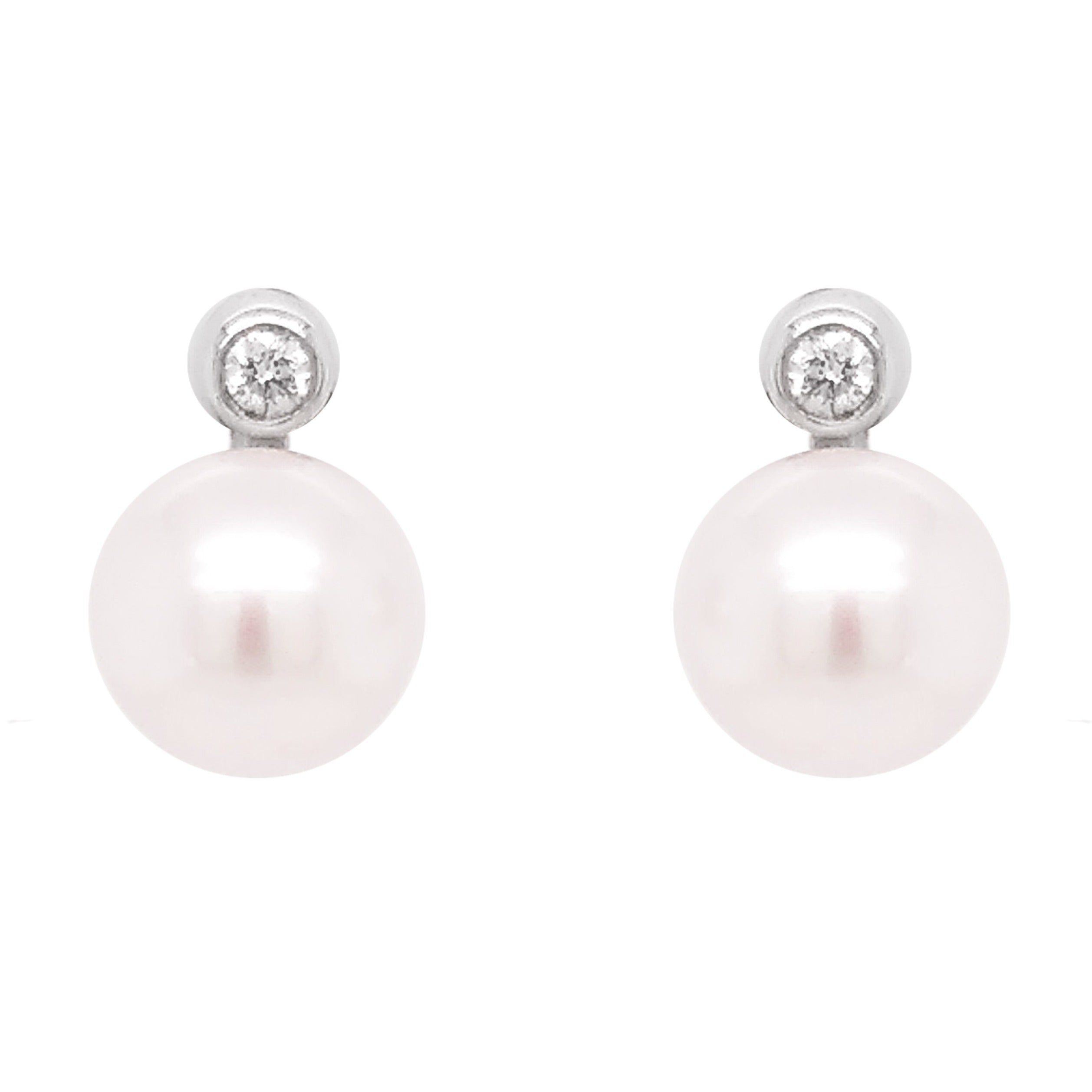 9ct White Gold Pearl & Diamond Earrings