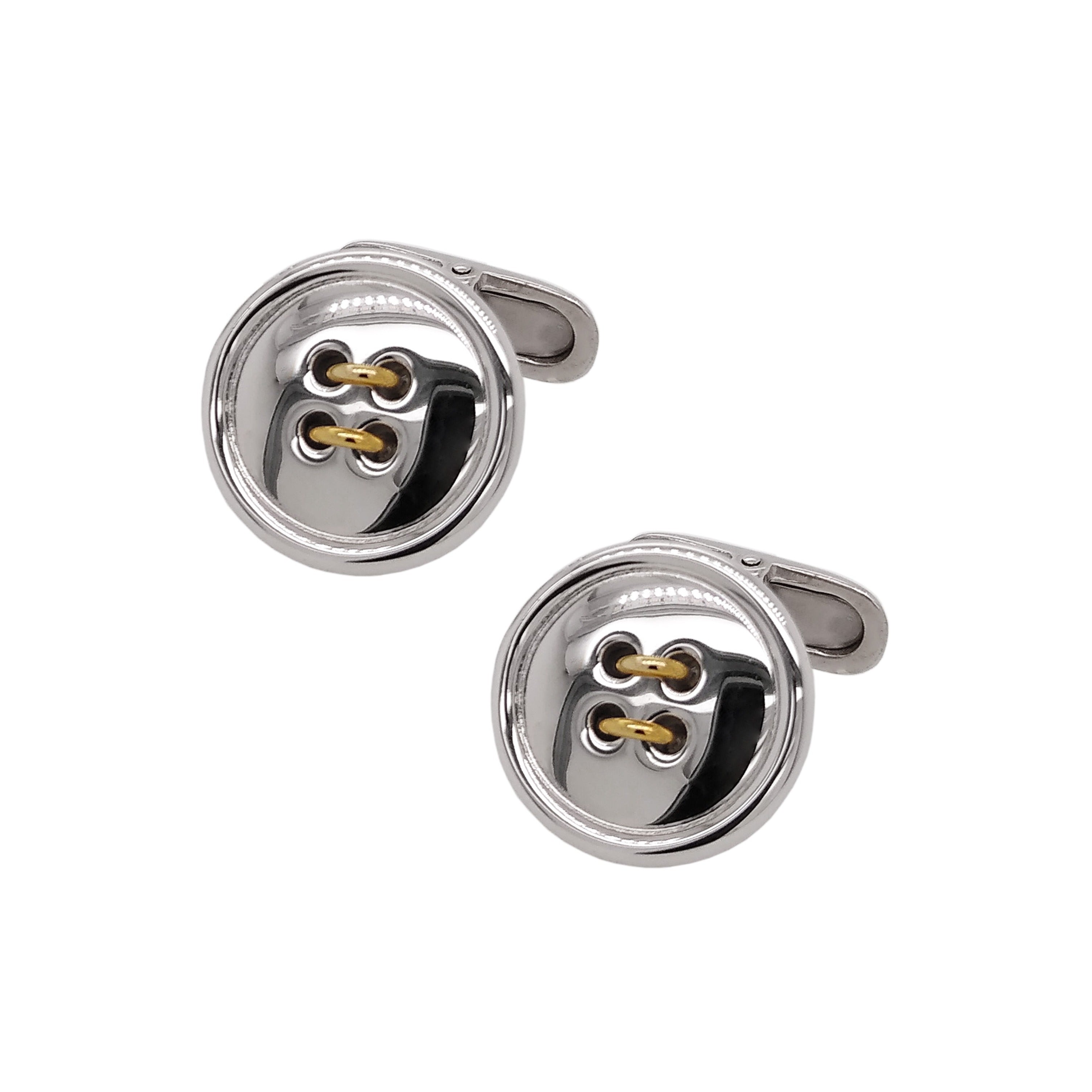 Silver & Yellow Gold Plated Button Cufflinks
