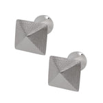 Silver Rhodium Plated Pointed Square Cufflinks