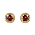 18ct Yellow Gold 4mm Ruby Cabochon Set Earrings